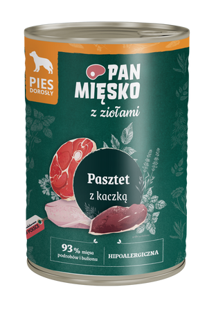 Pan Mięsko z ziołami – Pasztet z kaczką dla dorosłych psów 400 g