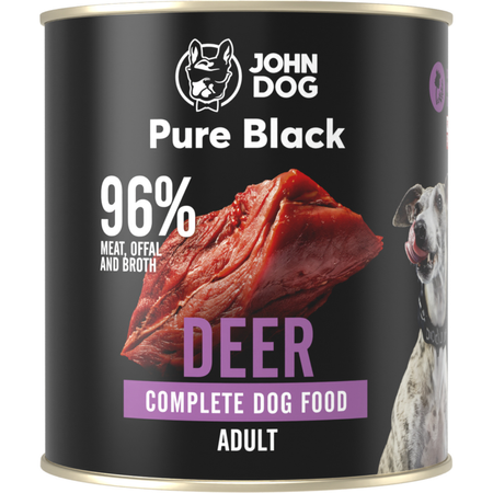 John Dog - Karma mokra  - Pure Black Jeleń dla dorosłych psów 800g