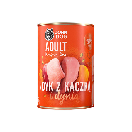 John Dog - Karma mokra - Pumpkin Line Indyk z kaczką i dynią dla dorosłych psów 400g