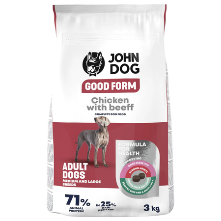 John Dog - Karma sucha Good Form Kurczak z wołowiną dla dorosłych psów 3 kg 