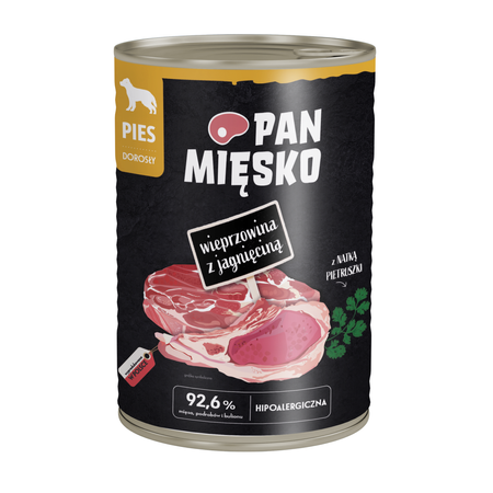 Pan Mięsko - Wieprzowina z jagnięciną dla dorosłych psów 400 g