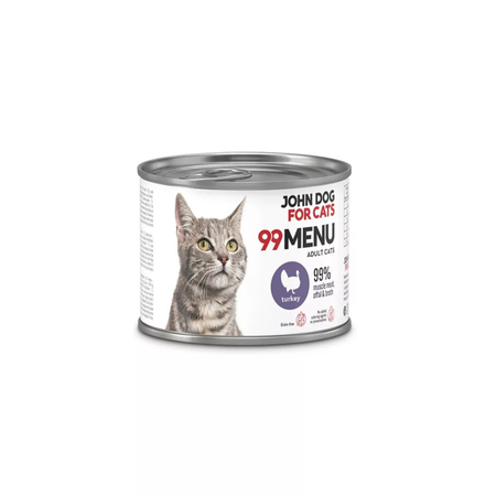 John Dog for Cats - Karma mokra 99 Menu - Indyk dla dorosłych kotów 200 g