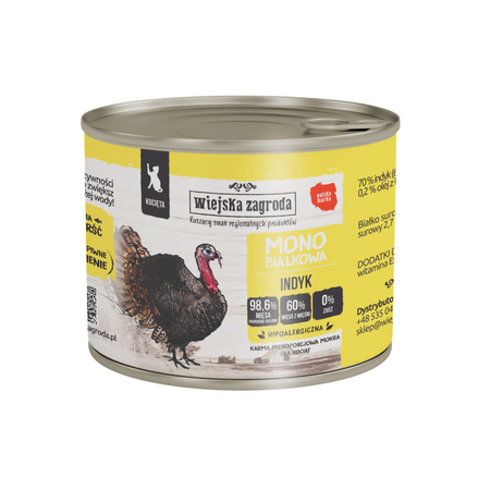 Wiejska Zagroda - Karma Monobiałkowa -  Indyk dla kociąt 200 g