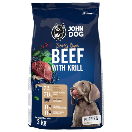 John Dog - Karma sucha Berry Line Wołowina z krylem dla szczeniąt 3kg 