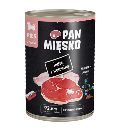 Pan Mięsko - Indyk z wołowiną dla szczeniąt 400 g
