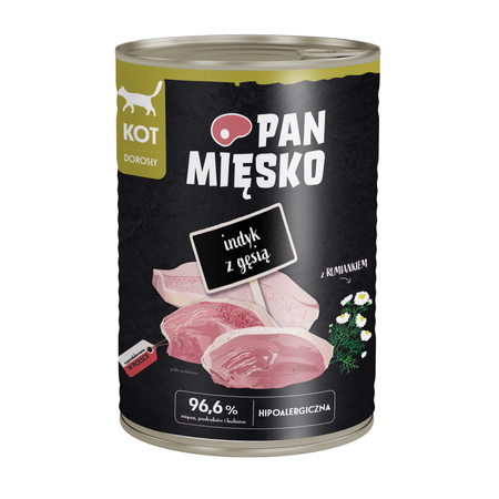 Pan Mięsko - Indyk z gęsią dla dorosłych kotów 400 g