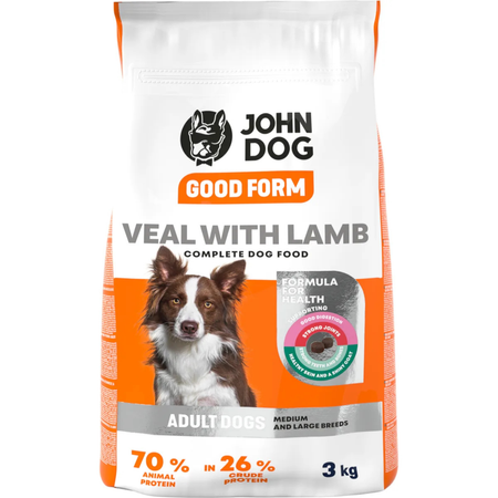 John Dog - Karma sucha Good Form Cielęcina z jagnięciną dla dorosłych psów 3 kg 