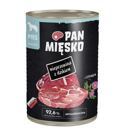 Pan Mięsko - Wieprzowina z dzikiem dla dorosłych psów 400 g