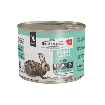 Wiejska Zagroda - Karma Monobiałkowa -  Królik dla kociąt 200 g