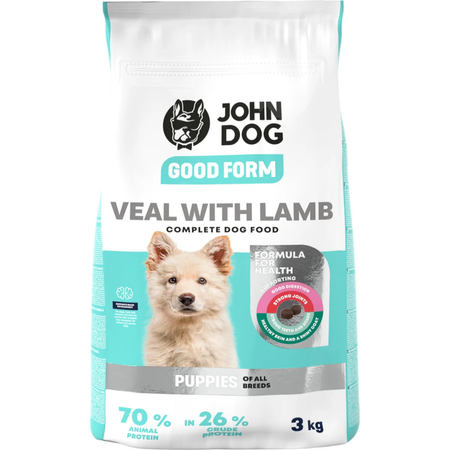 John Dog - Karma sucha Good Form Cielęcina z jagnięciną dla szczeniąt 3 kg 