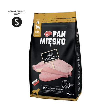 Pan Mięsko - Indyk z bażantem dla dorosłych psów chrupki S 9 kg 