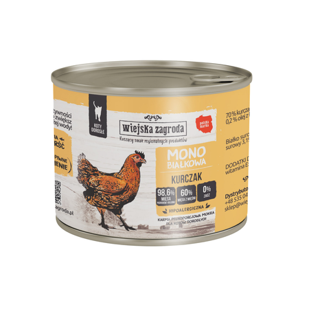 Wiejska Zagroda - Karma Monobiałkowa - Kurczak dla dorosłych kotów 200 g