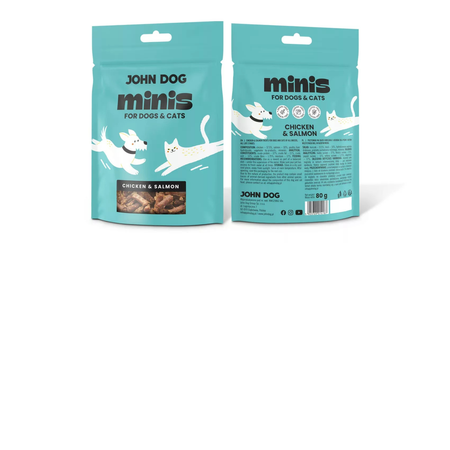John Dog Minis - Przysmaki dla psa i kota - Łosoś i kurczak 80 g