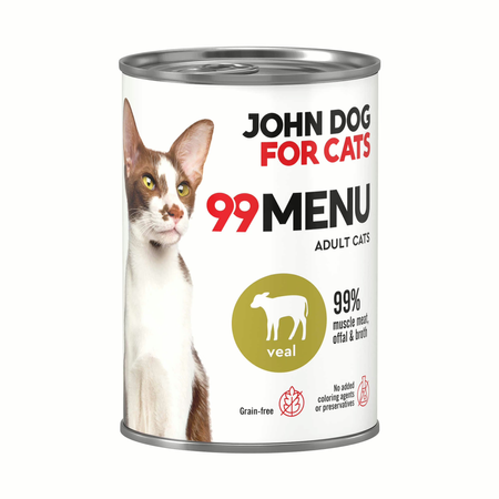 John Dog for Cats - Karma mokra 99 Menu-Cielęcina dla dorosłych kotów 400 g