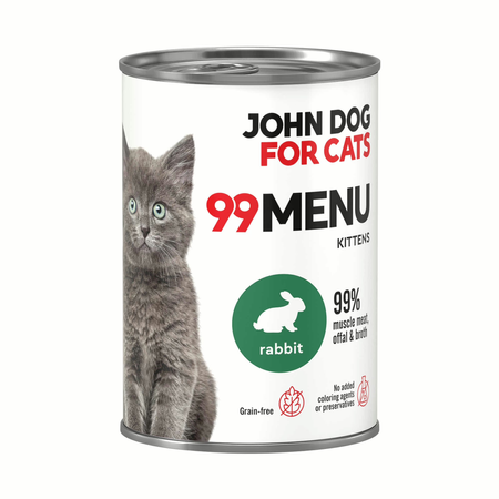 John Dog for Cats - Karma mokra 99 Menu - Królik dla kociąt 400 g