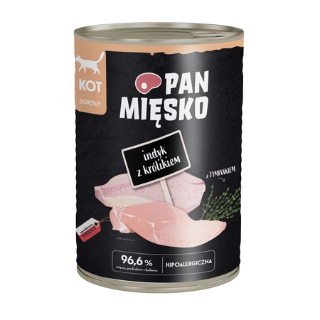 Pan Mięsko - Indyk z królikiem  dla dorosłych kotów 400 g