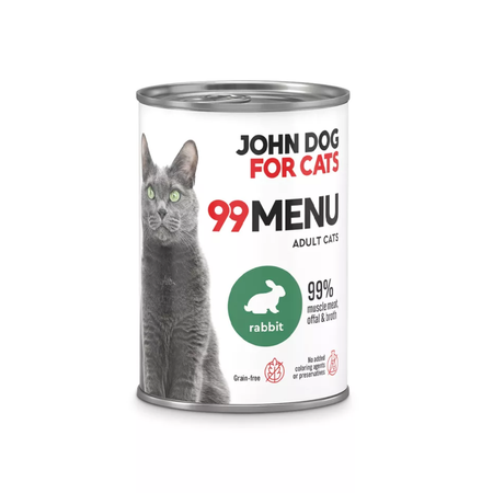 John Dog for Cats - Karma mokra 99 Menu - Królik dla dorosłych kotów 400 g