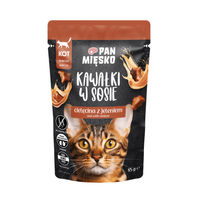 Pan Mięsko – Kawałki w sosie – Cielęcina z jeleniem dla dorosłych kotów 85 g