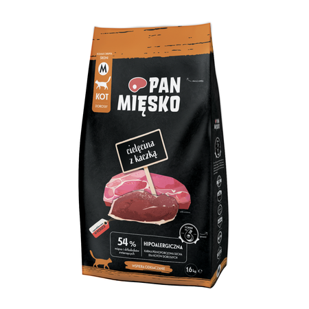 Pan Mięsko - Cielęcina z kaczką dla dorosłych kotów chrupki M 1,6 kg