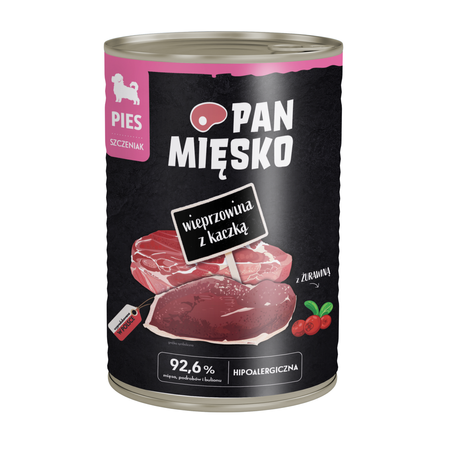 Pan Mięsko - Wieprzowina z kaczką dla szczeniąt 400 g
