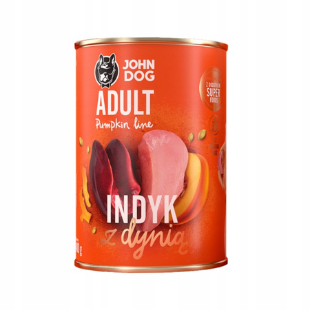 John Dog - Karma mokra - Pumpkin Line Indyk z dynią dla dorosłych psów 400g