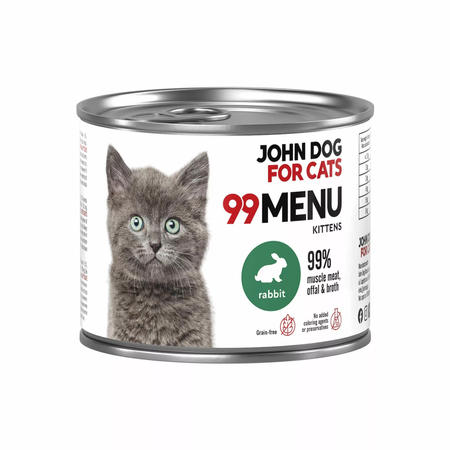 John Dog for Cats - Karma mokra 99 Menu - Królik dla kociąt 200 g