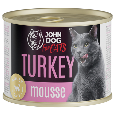 John Dog for Cats - Karma mokra Mousse - Indyk dla dorosłych kotów 200 g