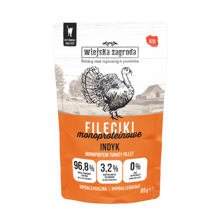 Wiejska Zagroda - Karma Monobiałkowa -  Indyk dla dorosłych kotów 85  g