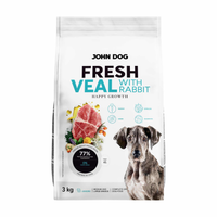 John Dog - Karma sucha Fresh Junior Cielęcina z królikiem dla szczeniąt chrupki M/L 3 kg 