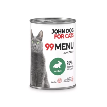 John Dog for Cats - Karma mokra 99 Menu - Królik dla dorosłych kotów 400 g