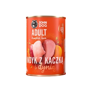 John Dog - Karma mokra - Pumpkin Line Indyk z kaczką i dynią dla dorosłych psów 400g