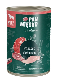 Pan Mięsko z ziołami – Pasztet z królikiem dla dorosłych psów 400 g 
