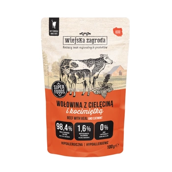 Wiejska Zagroda - Karma mokra -  Wołowina z cielęciną i kocimiętką dla dorosłych kotów 100 g