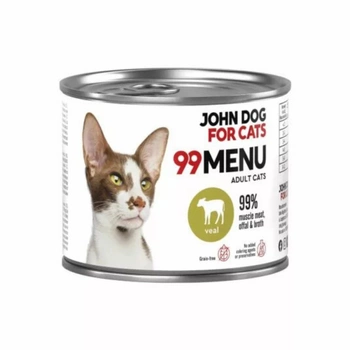 John Dog for Cats - Karma mokra 99 Menu-Cielęcina dla dorosłych kotów 200 g