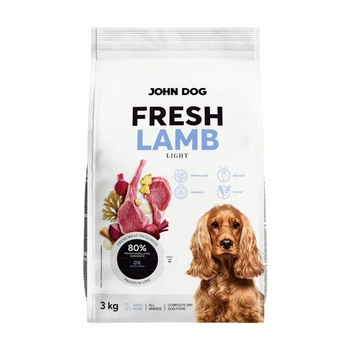 John Dog - Karma sucha Fresh Jagnięcina dla dorosłych psów chrupki M 3 kg 