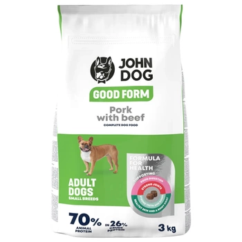 John Dog - Karma sucha Good Form Wieprzowina z wołowiną dla dorosłych psów 3 kg 