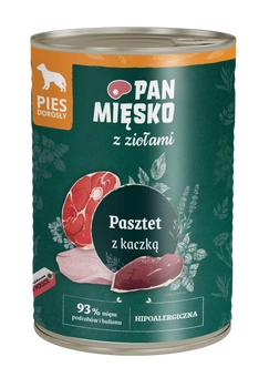 Pan Mięsko z ziołami – Pasztet z kaczką dla dorosłych psów 400 g