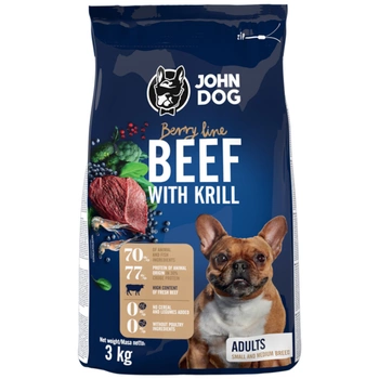 John Dog - Karma sucha Berry Line Wołowina z krylem dla dorosłych psów 3kg 