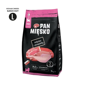 Pan Mięsko - Cielęcina z przepiórką dla szczeniąt chrupki L 9 kg 