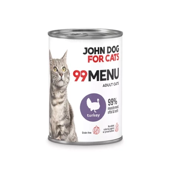 John Dog for Cats - Karma mokra 99 Menu - Indyk dla dorosłych kotów 400 g