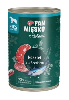 Pan Mięsko z ziołami – Pasztet z tuńczykiem dla dorosłych psów 400 g