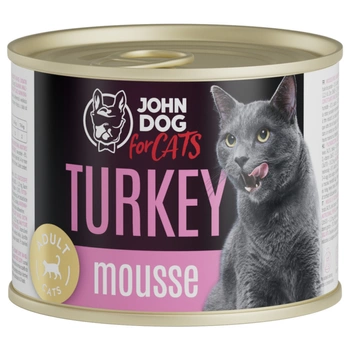 John Dog for Cats - Karma mokra Mousse - Indyk dla dorosłych kotów 200 g