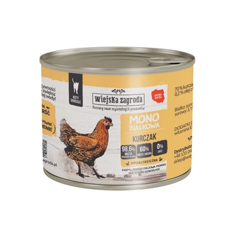 Wiejska Zagroda - Karma Monobiałkowa -  Kurczak dla dorosłych kotów 200 g