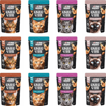 Pan Mięsko – Kawałki w sosie – Mix smaków dla dorosłych kotów 12 x 85 g