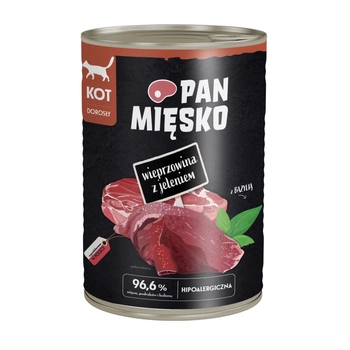 Pan Mięsko - Wieprzowina z jeleniem dla dorosłych kotów 400 g